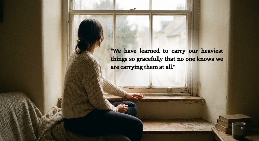 A person sitting alone by a window in soft light — on the invisible weights we carry
